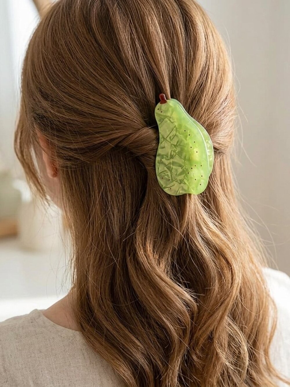 3/$18 NWT Green Pear Hair Claw Clip Acetate Fruit Hair Accessory